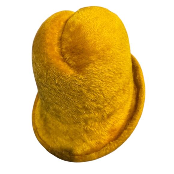 Brunschwig  midcentury vintage mustard yellow furry hat